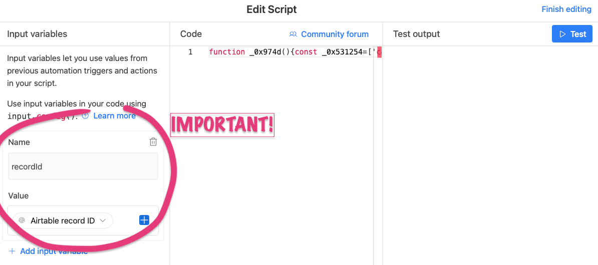 Add a new input variable